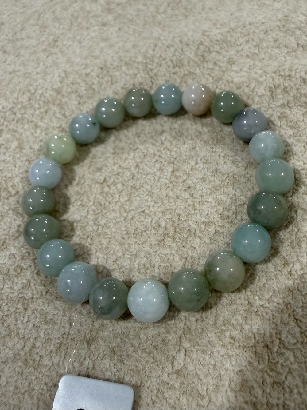 Natural Green Jade Beaded Stretch Bracelet
